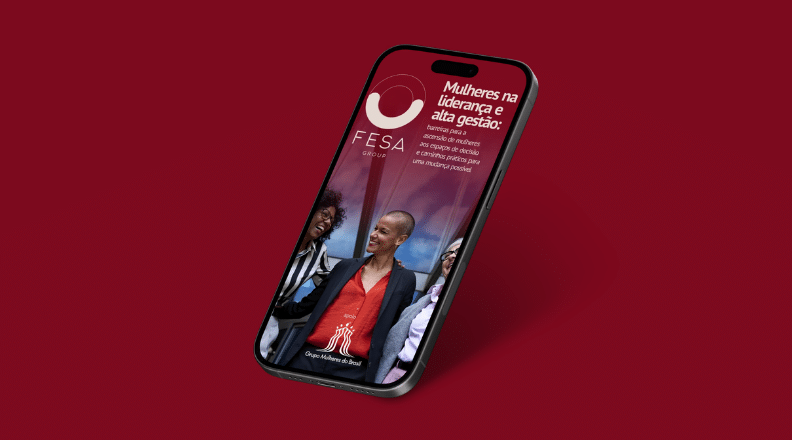 Capa do estudo "mulheres na liderança e alta gestão", realizado pela FESA Group em parceria com o Grupo Mulheres do Brasil
